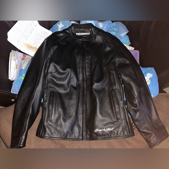 STREET & STEEL BLACK LEATHER ARMORED MOTORCYCLE JACKET Womens Large Biker - Picture 10 of 11